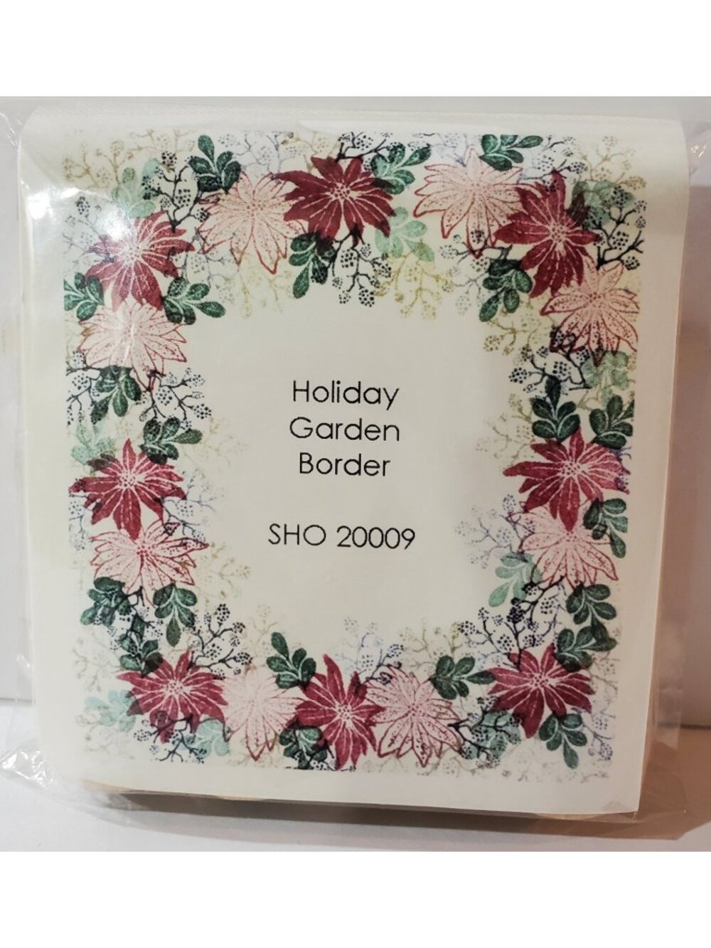 Christmas Holiday Garden Border 5 mini Rubber Stamps poinsettia mistletoe berry
